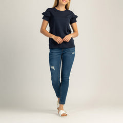 ДАМСКА ПАМУЧНА ТЕНИСКА С КЪС РЪКАВ - LUNESSA