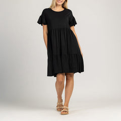 ДАМСКА РОКЛЯ С КЪСИ ПЛИСИРАНИ РЪКАВИ - SOLERA